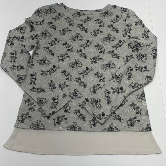 Disney Parks Women’s Gray/Black Long Sleeve Minnie Mouse Top XS Lightweight - Picture 2 of 12